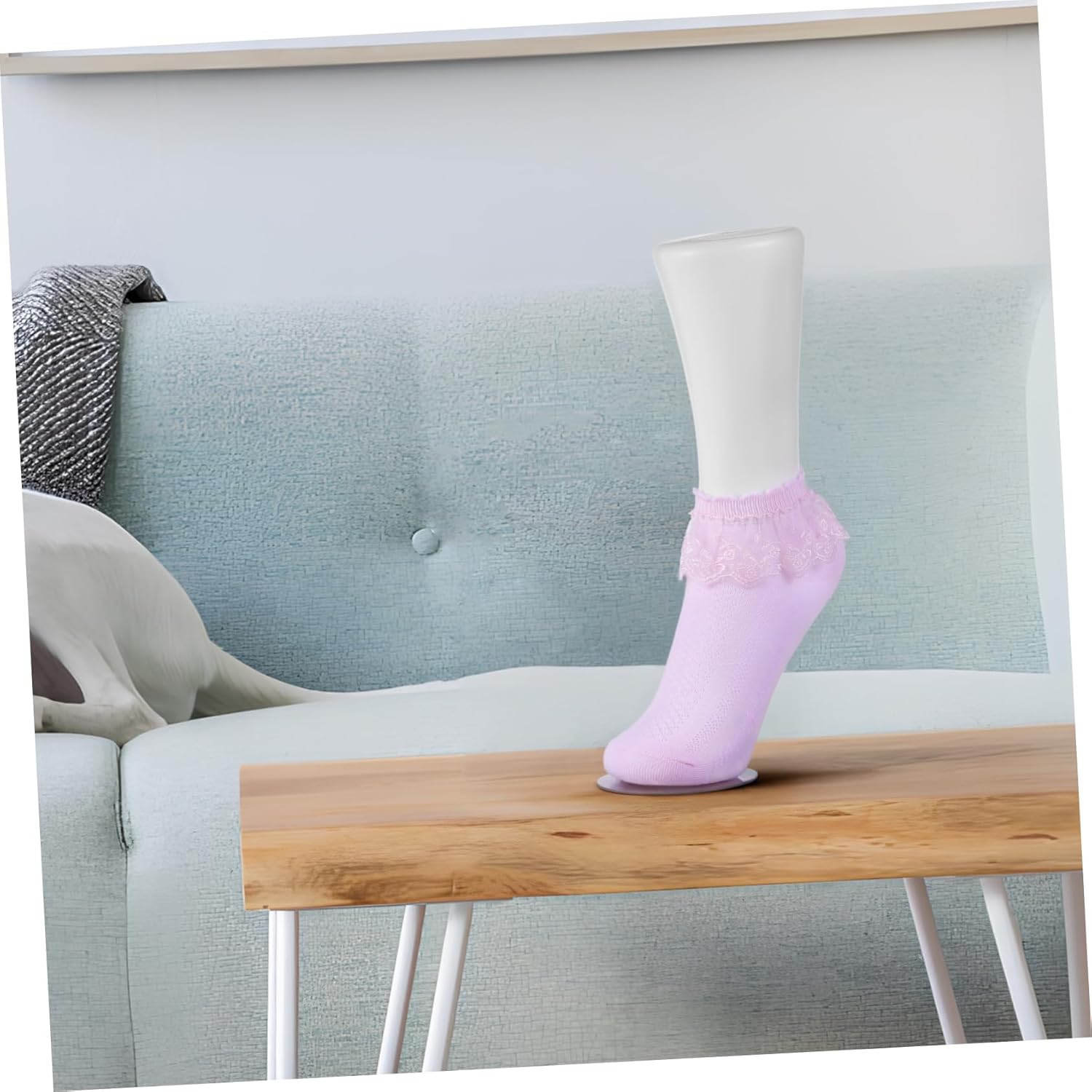 VALICLUD Seamless White Female Foot Mannequin Thickened Shoe Display Model for Socks and Foot Jewelry Realistic Vinyl Form with Support for Women Sock Display and Shoe Holder