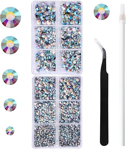 6796 unidades de diamantes de imitación termoadhesivos para Ab, piedras de cristal para tela, ropa, camisas, parte trasera plana brillante redonda