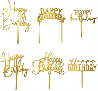 Hazyore gold acrylic Happy Birthday cake toppers