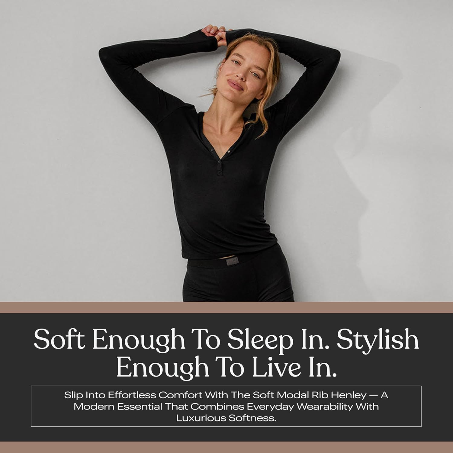 Lunya Soft Modal Ribbed V Neck Long Sleeve Tops for Women - Two-Button Snap Closure - V Neck Long Sleeve Shirts for Women - Image 8