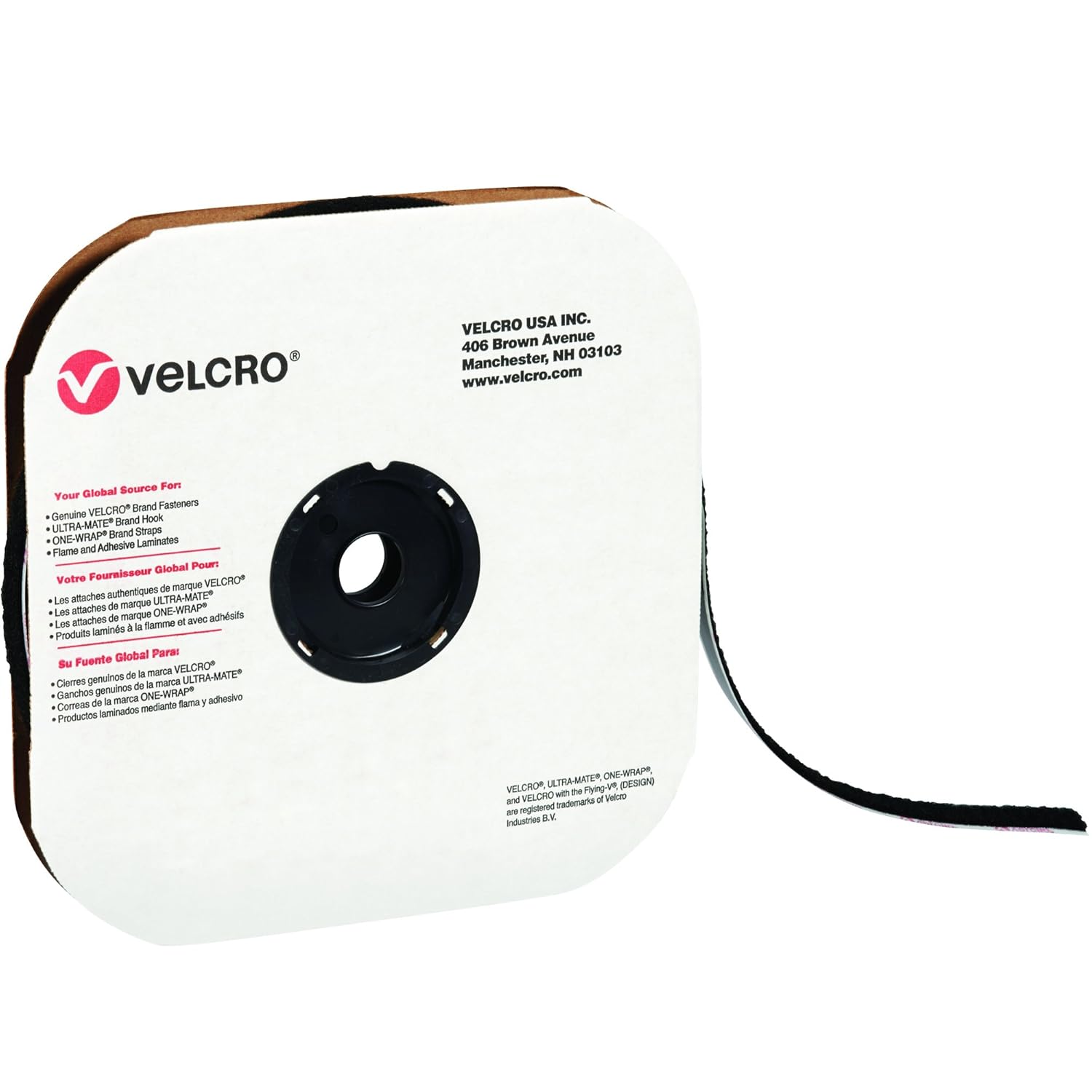 Box VELCRO 3/4" x 75' Tape Strips, Black Heavy Duty Industrial