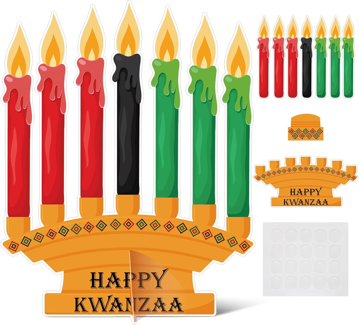 Motipuns 36 Set Happy Kwanzaa Craft Kit for DIY Kwanzaa Candles Crafts