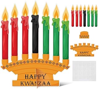 36 Pcs Happy Kwanzaa Craft Kit Make Your Own Candles DIY Kwanzaa Kinara Sign African Heritage Holiday Party Favors Decor for Family School Activity Party Supplies