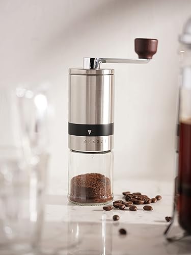 Miniatura 4 de Molinillo manual de granos de café | 6 ajustes de grosor | Espresso, infusión fría, prensa francesa, goteo, | Molino de mano para rebabas | Hogar,