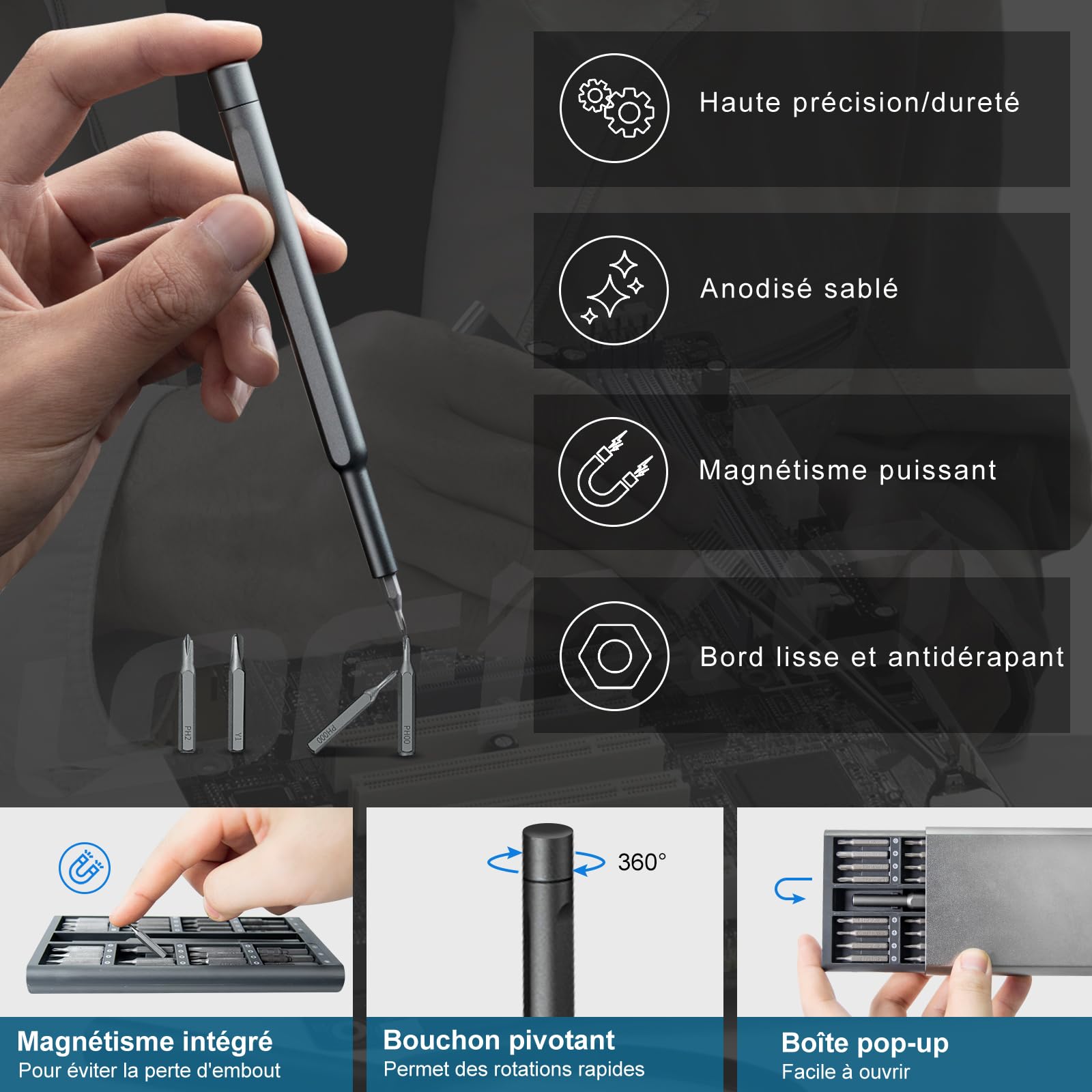 Mini Tournevis Torx Cruciforme Plat Triangle Triwing,Jeu de Tournevis Précision avec Spatule,Kit de Tournevis Aimanté Nettoyage Reparation pour iPhone/macbook/ps4/ps5/xbox/switch,lunettes,smartphone