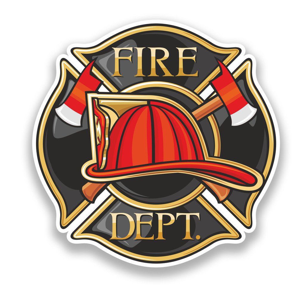 Destinationvinyl Multi 2 X 10Cm/100Mm Fire Department Vinyl Sticker Axe Helmet #7155