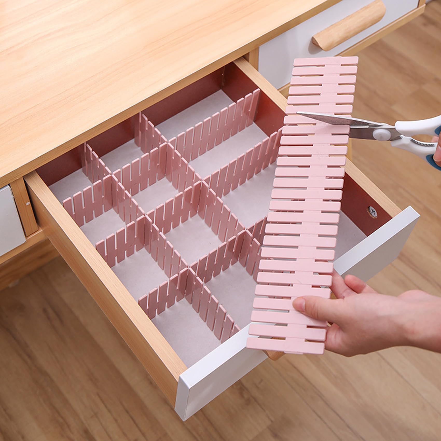 16 Stück Schubladenteiler, Schubladeneinteiler, Schubladentrenner Verstellbare Schubladen Organisers Weiß Trennwände, Schubladeneinsatz für Unterwäsche, Socken, Kosmetik, Schlafzimmer, Büro,DIY (rosa)