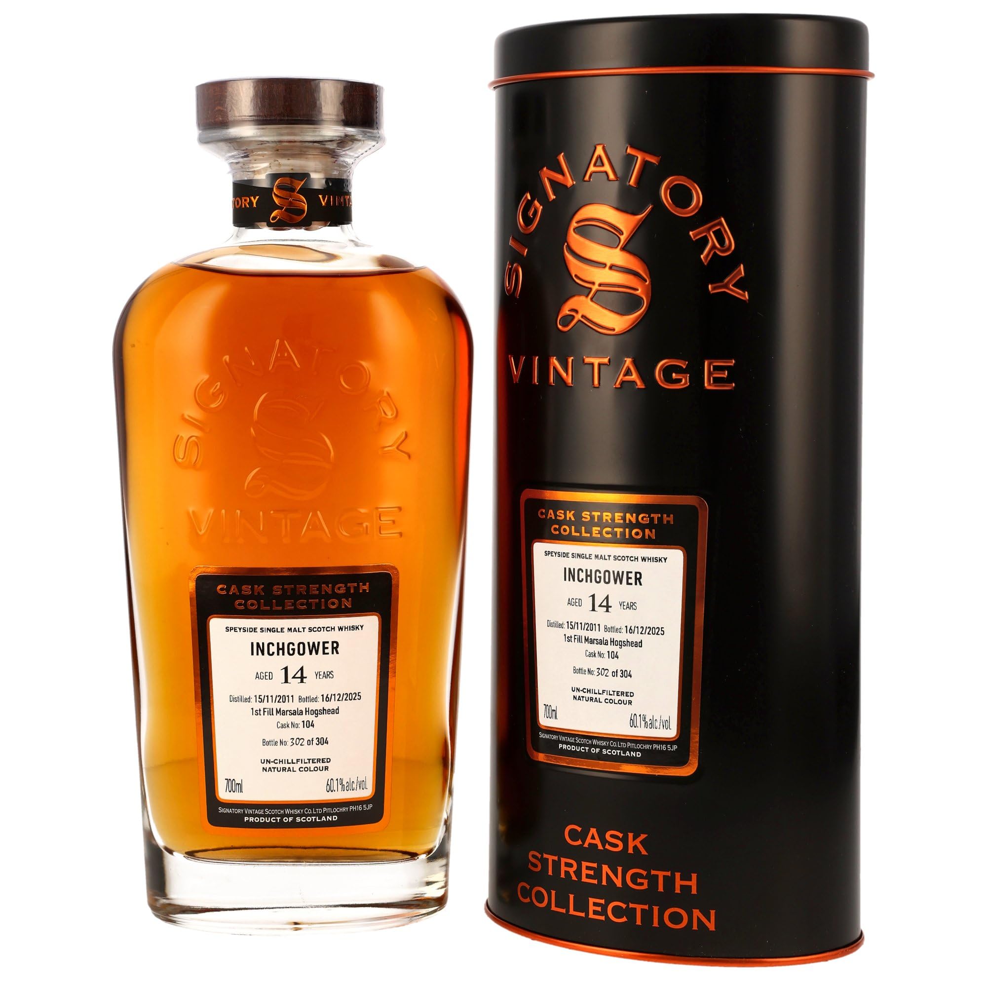 Inchgower 2011 Marsala Cask Signatory Vintage Cask Strength Single Malt Whisky 14 Jahre alt (1x0,7l)