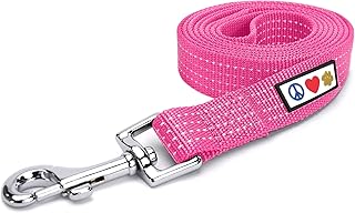 Pawtitas 6 FT Pet Puppy Leash Reflective Dog Leash Comfortable Handle Highly Reflective Threads Heavy Duty Dog Training Leash Available as a 6 ft Small Dog Pink Leash