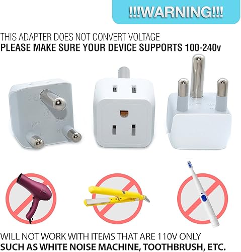 Vista 41 de Ceptics - Adaptador de viaje para Tailandia con entrada dual de Estados Unidos (Tipo O), ultra compacto, paquete de 3, conexión a tierra segura