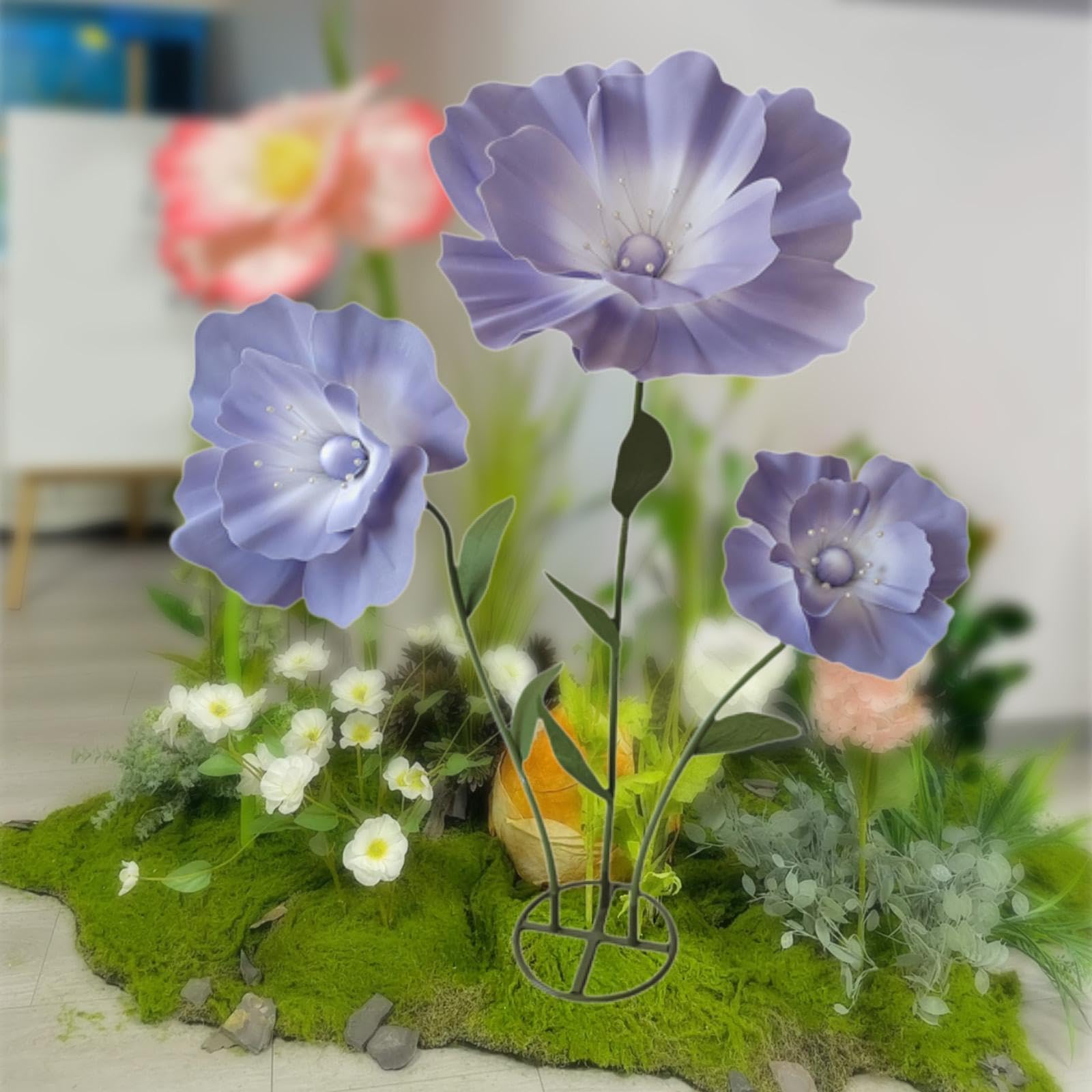 TISHITA Grandes Flores para Bodas, Guirnaldas Artificiales para Celebraciones Y Decoración de, Violeta Claro, Individual
