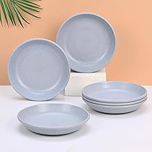 Eha Earth-Friendly Small Plates Set for Snacks | Snacks Plates Set of 6 | Snacks Plates Made with Rice Husk Biocomposite | Microwave Safe Plates | Snack Plate Set for Kitchen| 6 inch | Azure