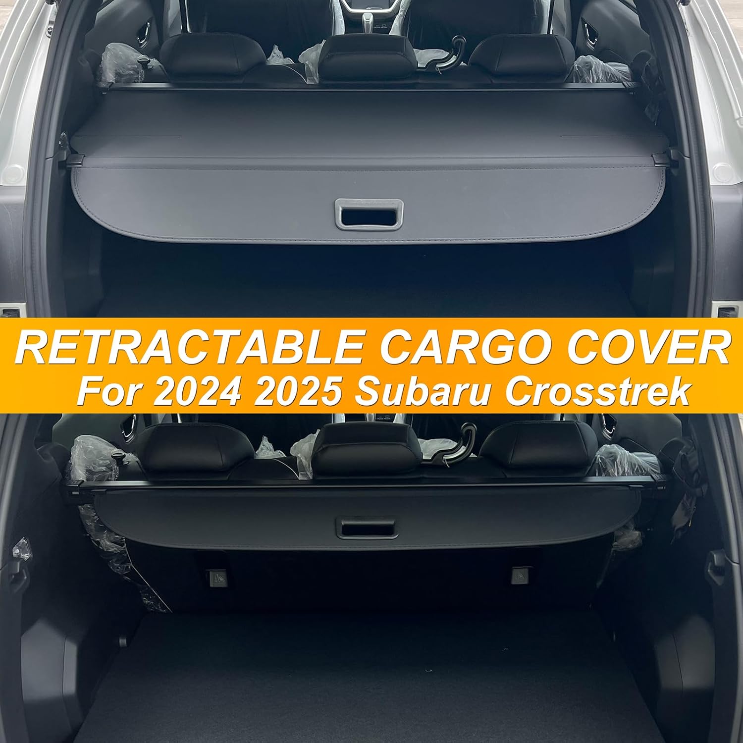 Cargo Cover for 2024-2026 Subaru Crosstrek, Upgraded Retractable Rear Trunk Cover for 2026 Subaru Crosstrek Trunk Security Cover Shielding Shade Car Accessory, Black (Carbon Fiber)