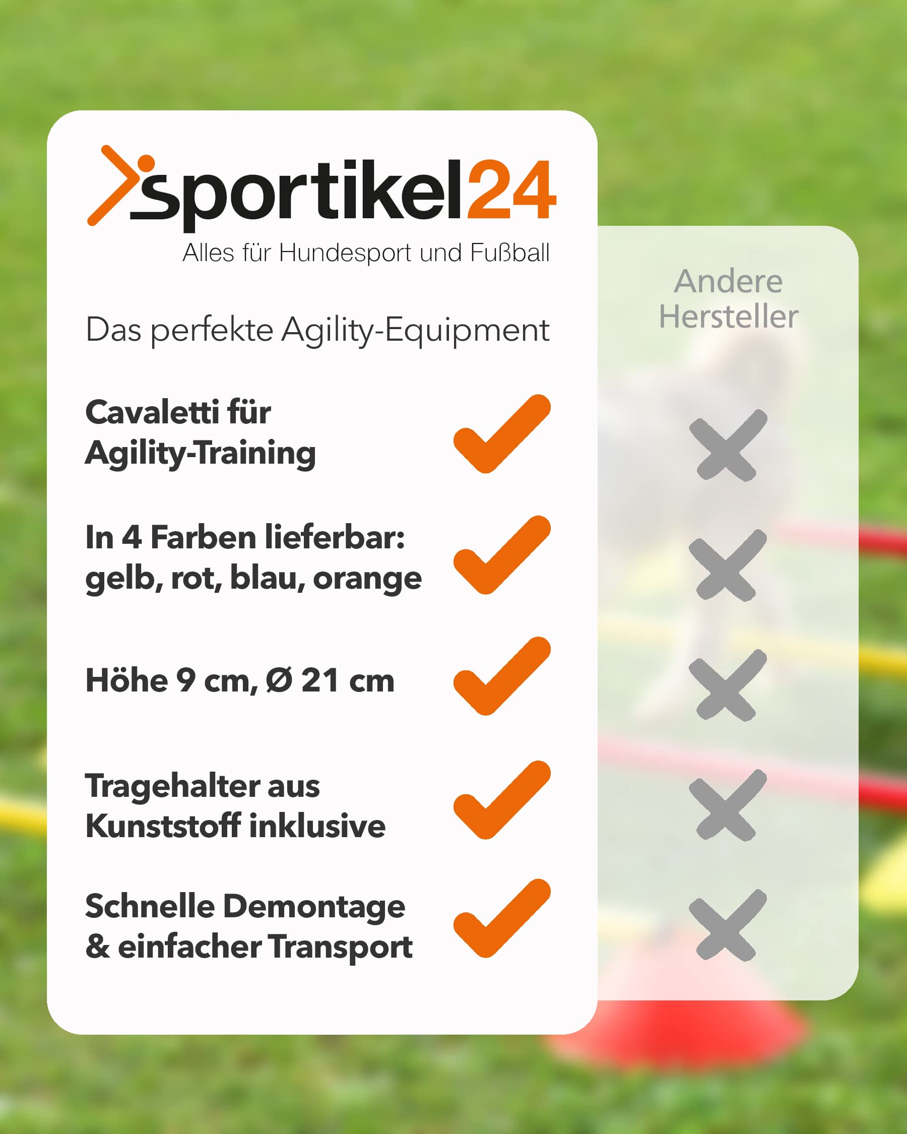 Mini-Hürden 10er Set & Stangen 100 cm – Cavaletti für Agility- & Koordinationstraining – Hürden & Slalom für Hunde, Teamsport, Kinder & Pferde
