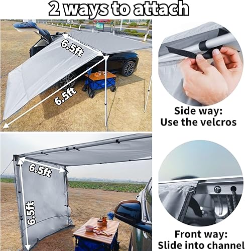 Miniatura 3 de DANCHEL OUTDOOR Paredes laterales para toldo de automóvil, extensión resistente al viento, panel lateral del vehículo para accesorios de toldo de