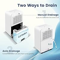 Vista 7 de COSTWAY Deshumidificador de 2500 pies cuadrados para sótano, 32 pintas, deshumidificador silencioso portátil para dormitorio, baño, con modo