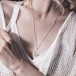 INFUSEU Aromatherapy Necklace Lava Stone Rock Essential Oil Diffuser Locket Pendant Jewelry Set for Women