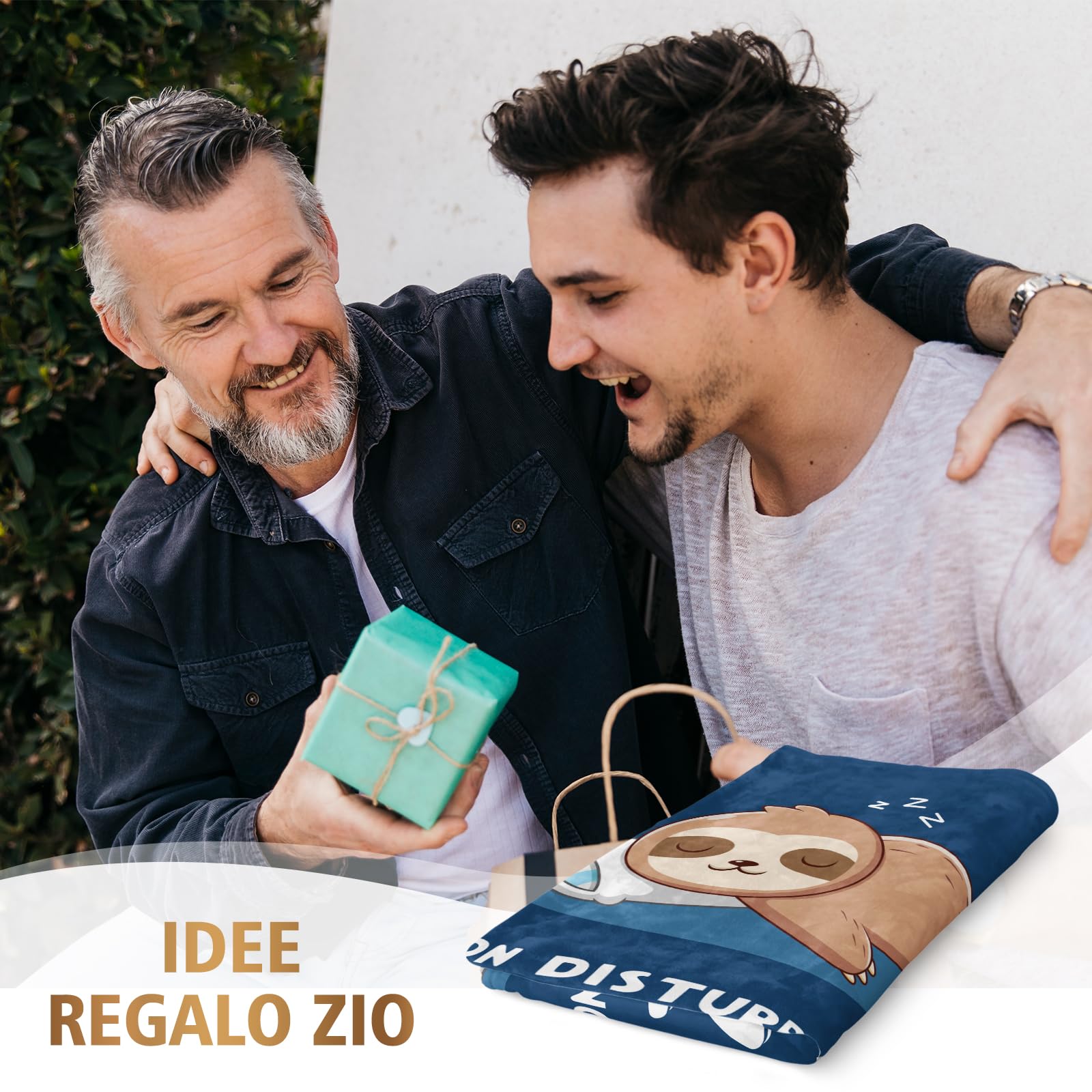Niyewsor Regalo Zio, Regalo per Zio Coperta, Regalo Zio Compleanno, Idee Regalo Zio, Festa del Papà Natale Regali per Zio, Bradipo Coperta per Zio 130 x 150cm
