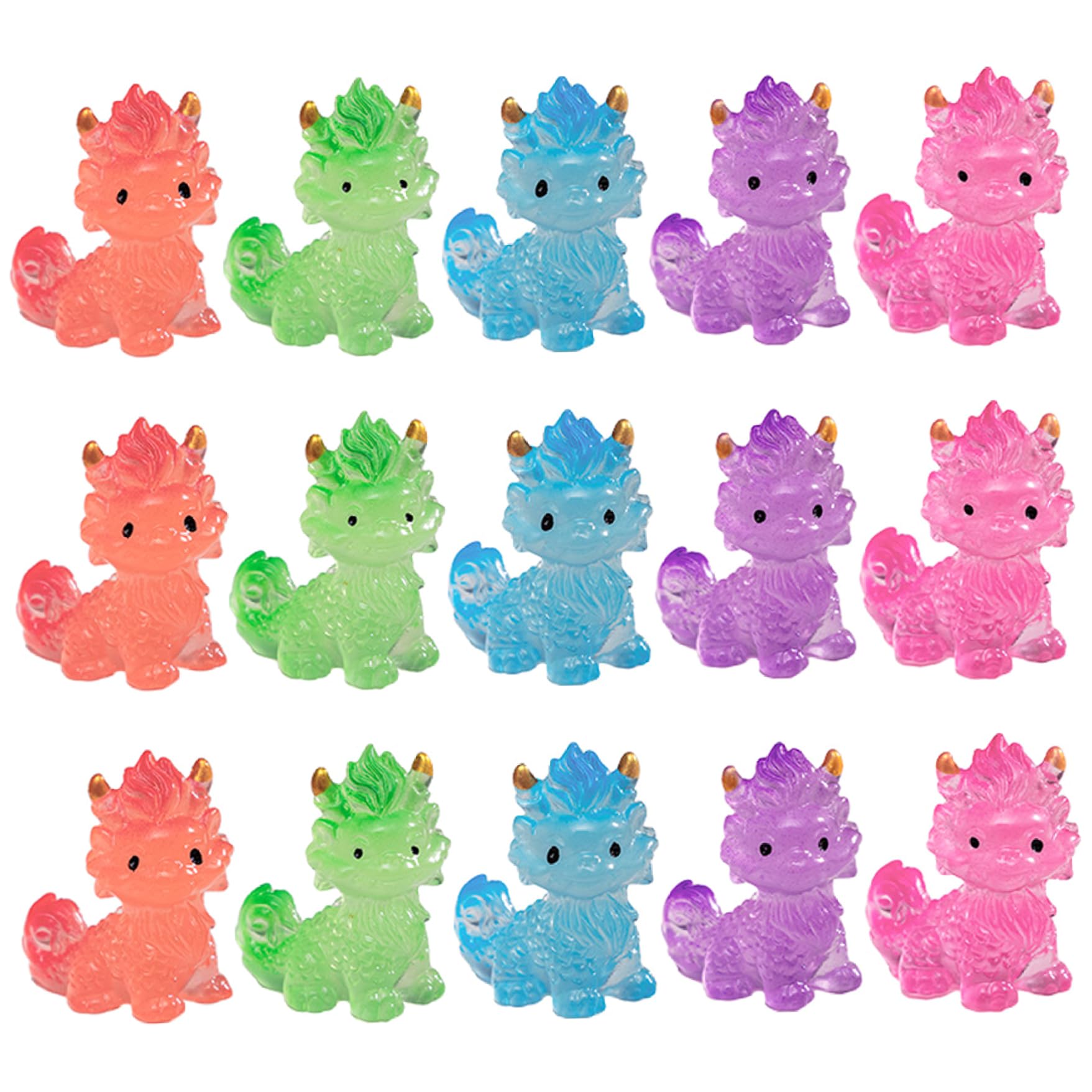 Lawnrden Small Dinosaur Figures, 15PCS Mini Dinosaur Figures, Mythical Kirin Creature Mini Animals, Collectible Cute Desk Decor with Night Light Effect for Kids Adults