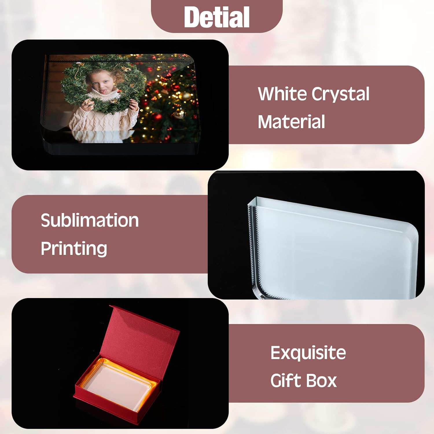 Didaey 2 Pcs Sublimation Blanks Crystal Picture Frame Crystal Tabletop Decor Decorative Plaques Custom DIY Photo Frame for Christmas Wedding Memorial DIY Gift(Rectangle)