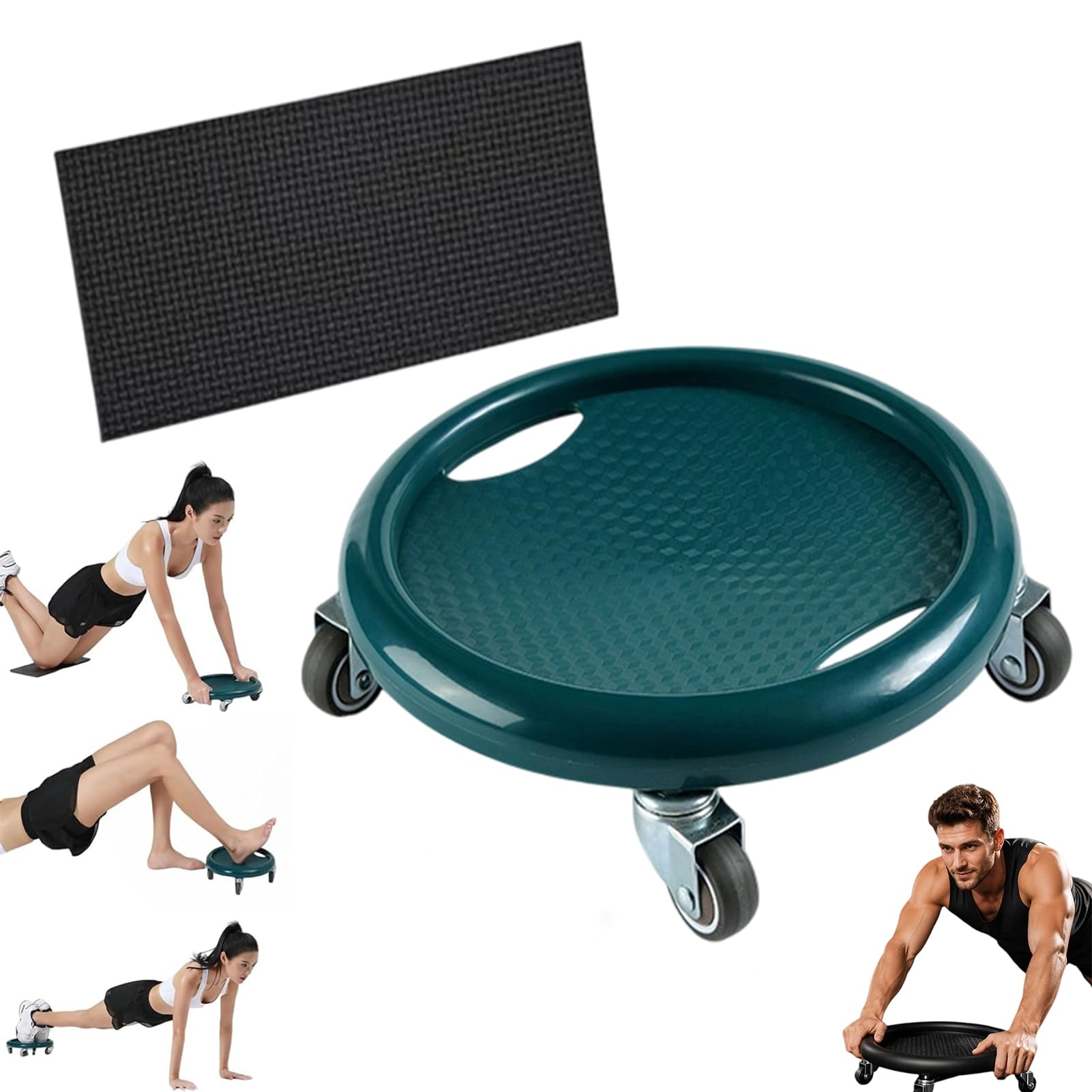 Abdominal Roller Wheel Disc with Knee Mat, 4-Wheel Ab Machine for Home (B)