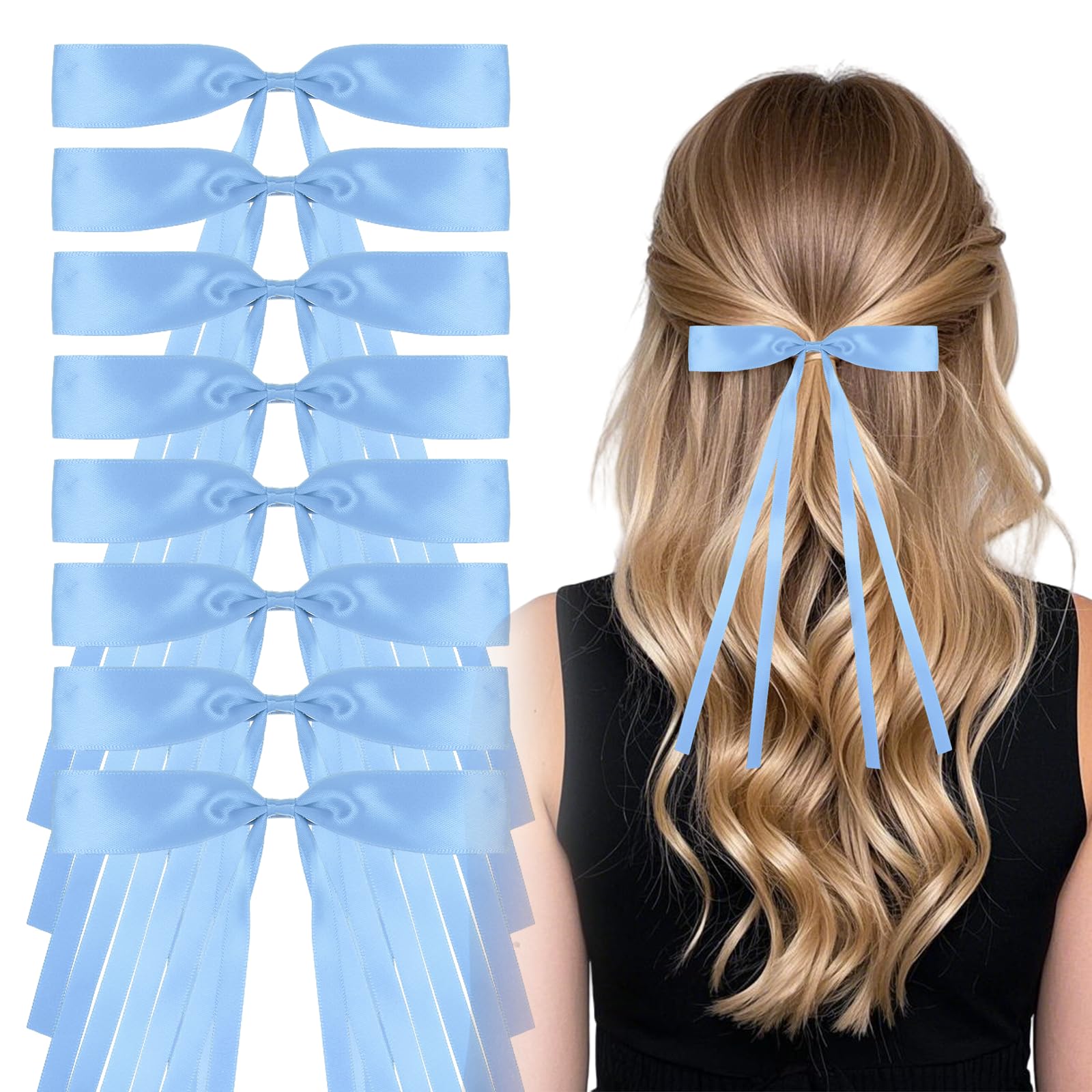 Amazon.com : 8Pcs Light Blue Hair Bows for Girls, Baby Blue Bow