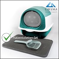 LINUMA Uzatvorená mačacia toaleta zelená - s odnímateľným krytom, predložkou, lopatkou a aktívnym uhlíkovým filtrom - hygienické WC pre mačky s pohlcovaním zápachu 5