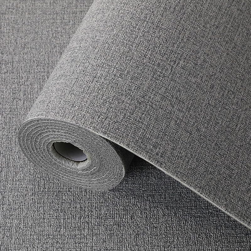 Pamatio Peel and Stick Wallpaper Linen Textured, 2.8m x 0.5m Thick Self Adhesive Wallpaper Fabric Effect Linen Dark Grey 8 Roll Thermal Insulation DIY Wall Paper for Bedroom Living Room Mould Wall