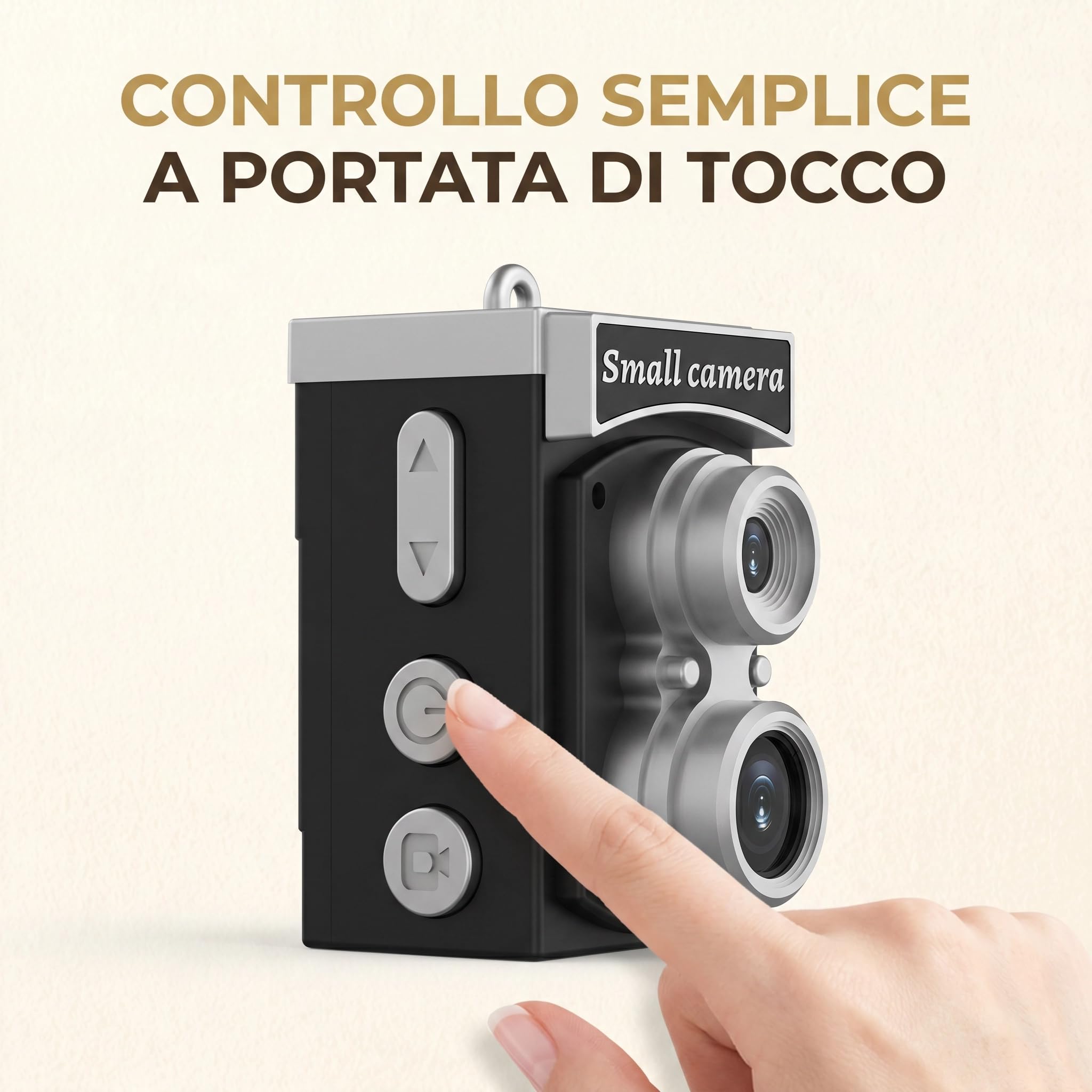Mini Camera Digitale Retrò, Foto 8MP e Video Full HD 1080P, Grandangolo 120°, Filtri Creativi, Supporto Scheda MicroSD fino a 128GB, Design Tascabile Vintage