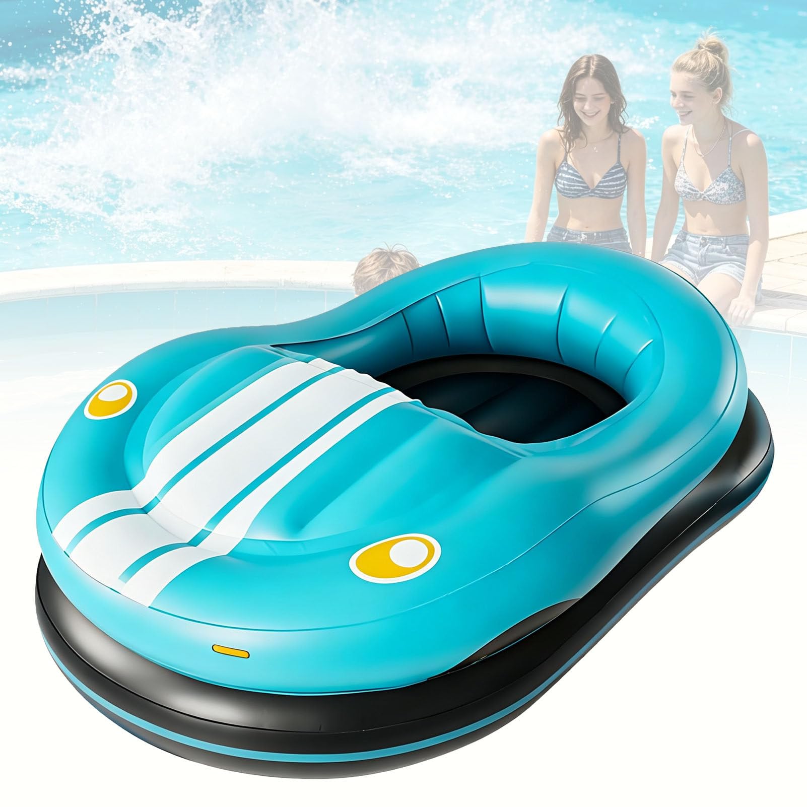 Flotador eléctrico para Adultos con hélice propulsora de 46 W, Bote motorizado con Flotador, Velocidad de 2 a 4 km/h, Control de Giro de 360°, para Piscinas de Verano para Adultos. Blue