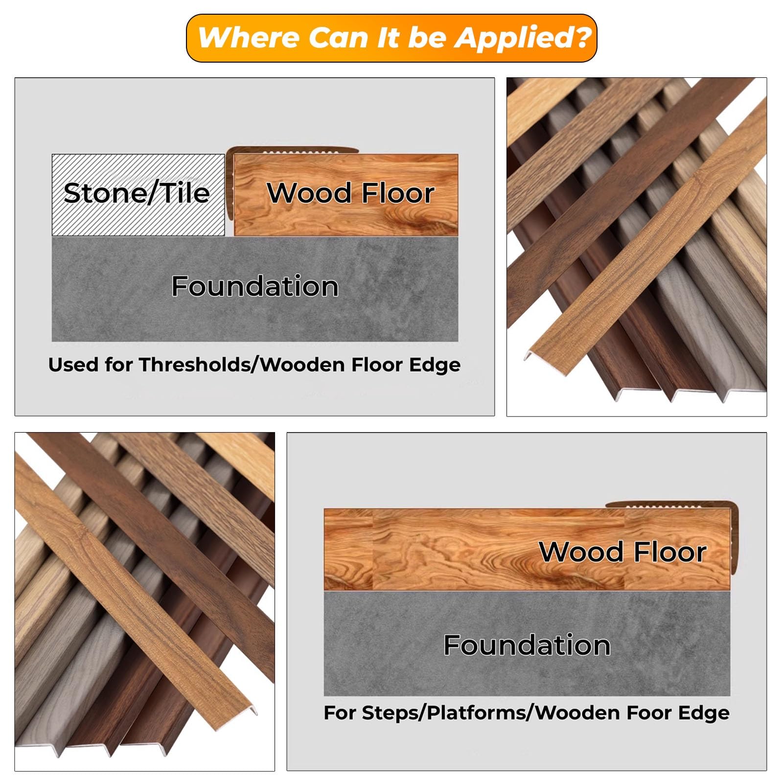 Perfil de Borde Protección Escalón Stair Nosing for Wooden Steps, 69 55 45 35 31 Inches Metal Stairs Edge Profile Trim With Non Slip Surface for Laminate Flooring/Tile/Treads Edging Outpost, Carpete
