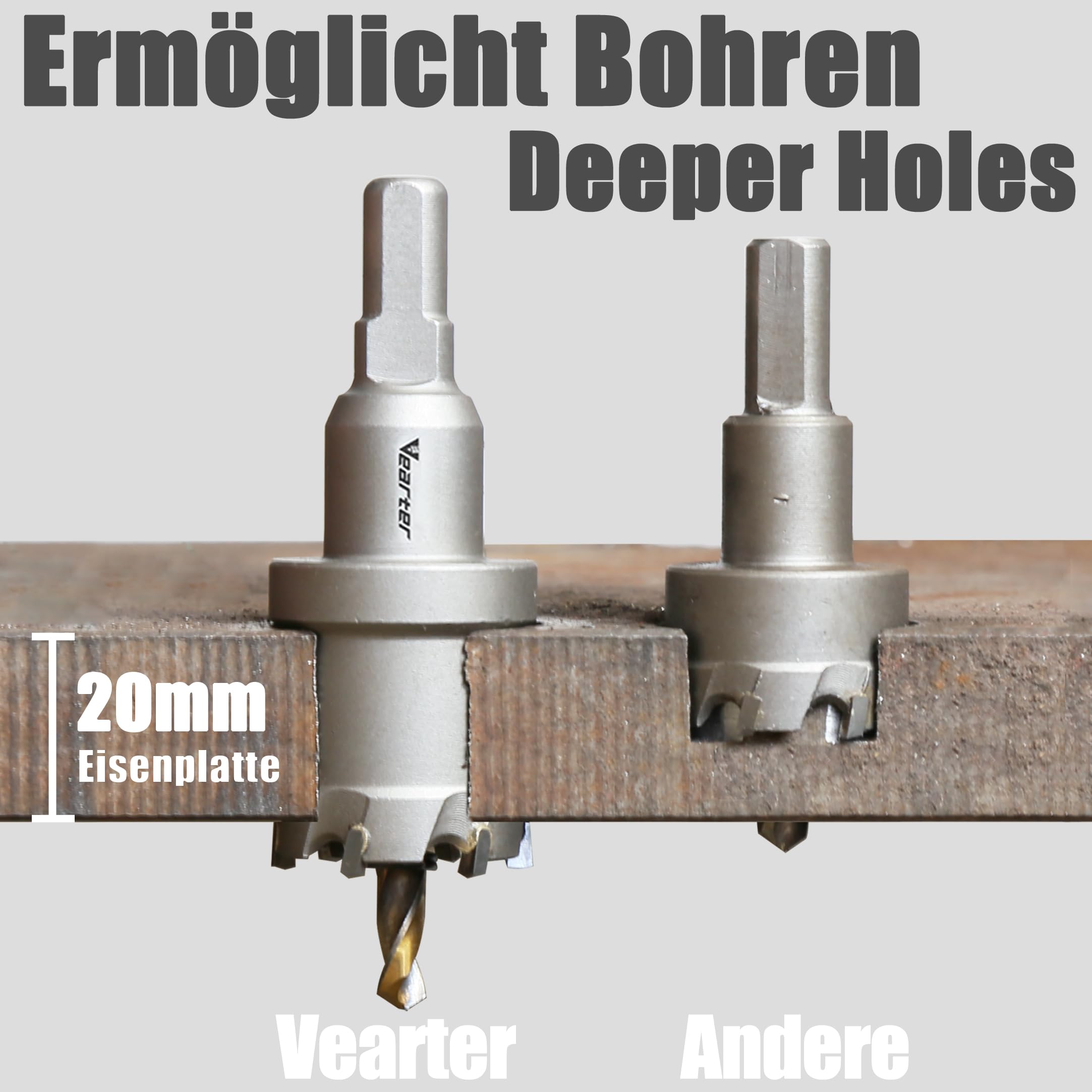 15 Stück Lochsäge Set, 16–75mm Hartmetall Lochsägen Set, TCT Lochbohrer Bohrer für Edelstahl, Eisen, Baustahl, Aluminium, Legierung, Kunststoff, Glasfaser