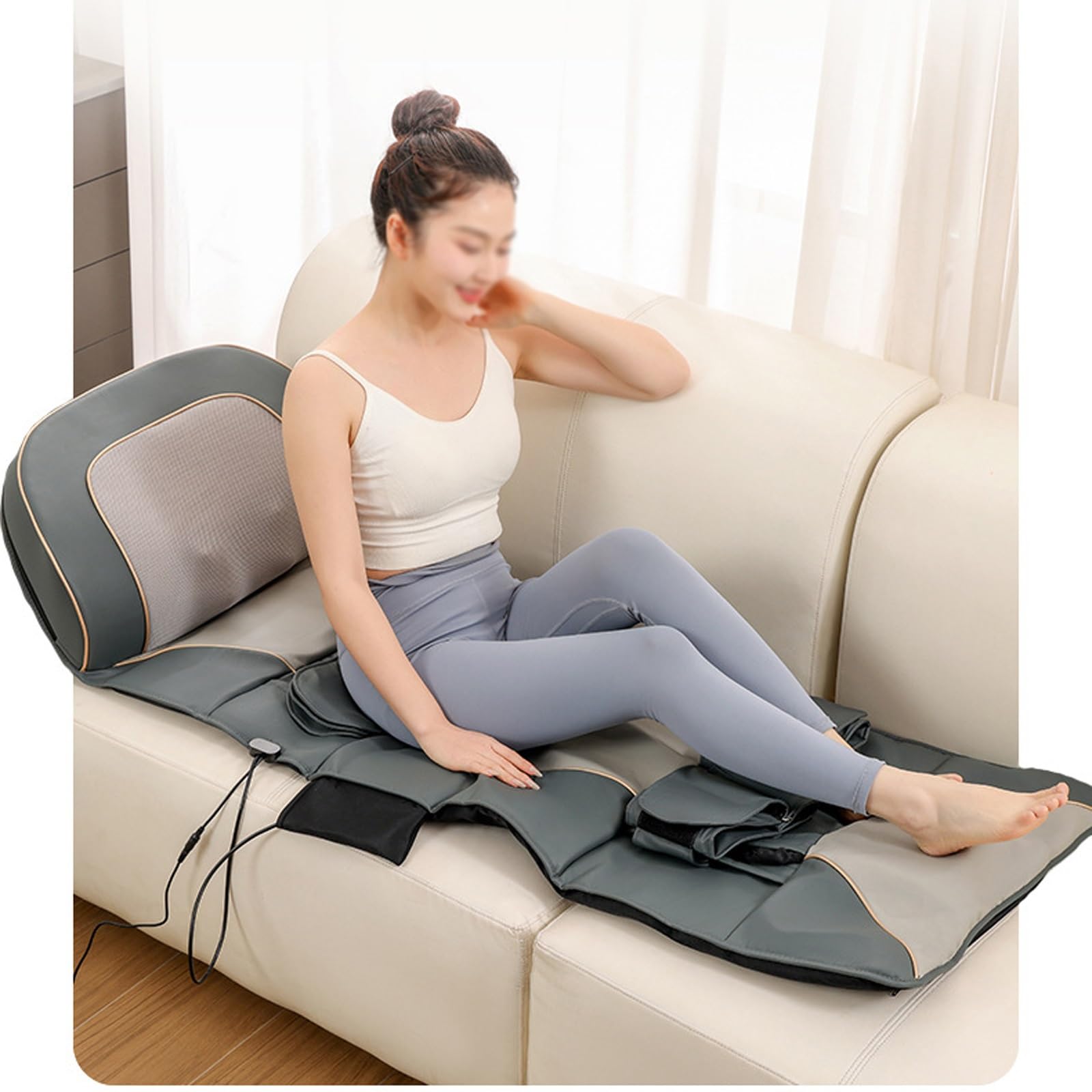 Colchon Masajeador Temporizador de 3 Velocidades Plegable Cuero Sintético Colchoneta Masajeadora Cuerpo Entero Calefacción a Temperatura Constante Ideal para Salas de Estar