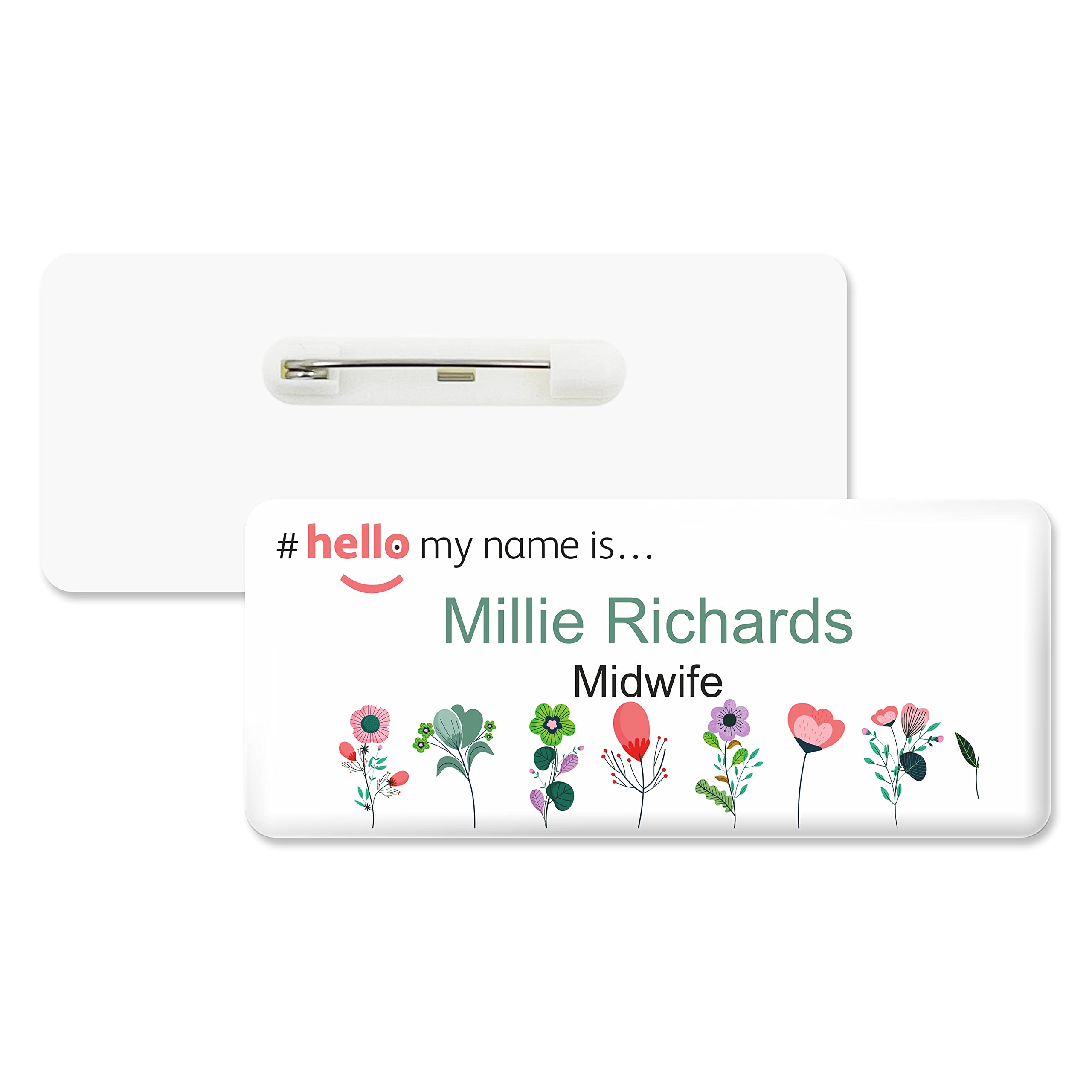 Badgemaster Hello My Name Is Yellow Oval Personalised Premium Domed