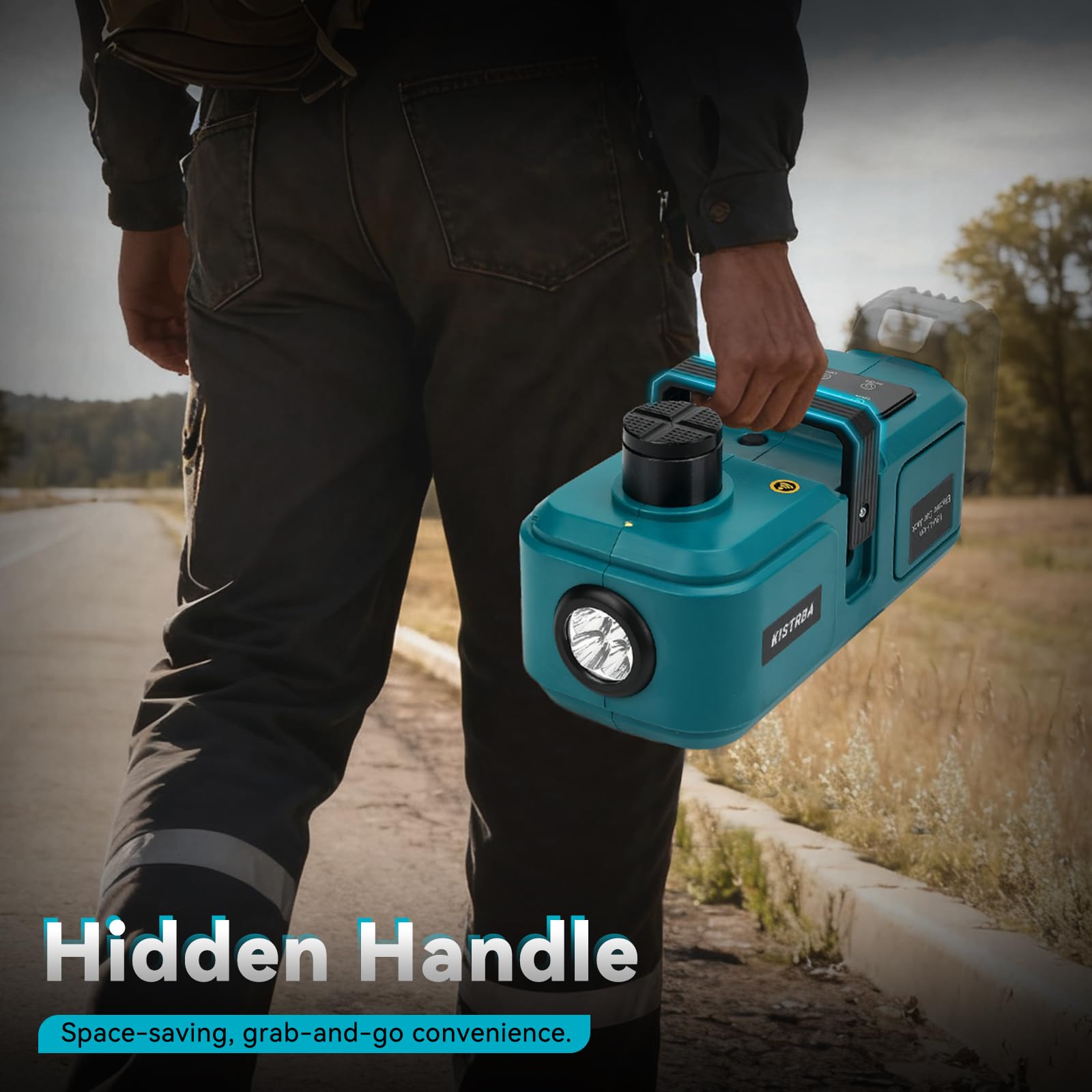 Elektrischer Wagenheber 5T für Makita 18V Akku(Ohne Akku), 15,5-45 cm Hubbereich, LED Licht, Kabelloses Tragbares Werkzeug für Auto SUV LKW Reifenwechsel Garagenreparatur