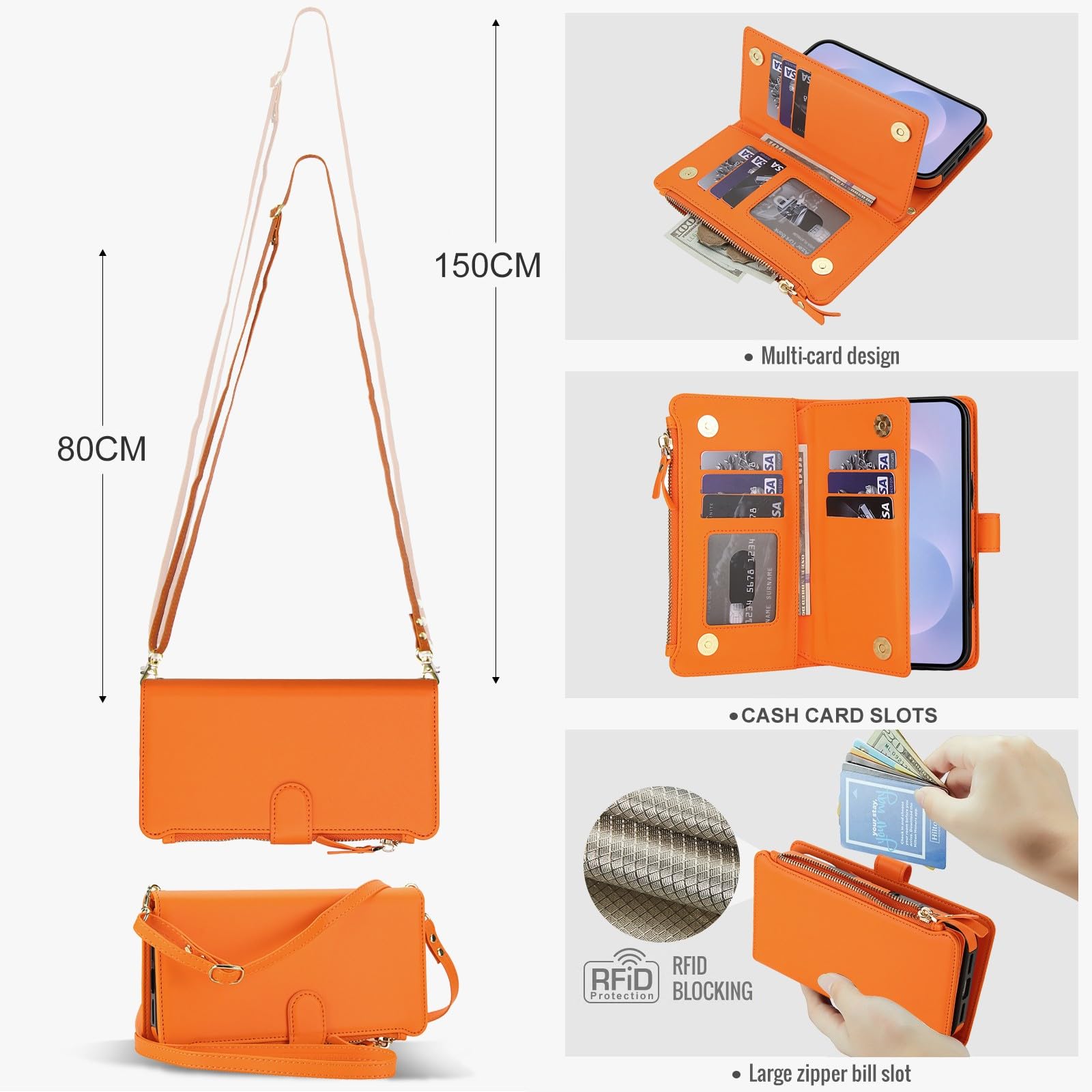 Generic Funda compatible con Samsung Galaxy S25 Edge (color: marrón) funda de piel extraíble con tapa trasera con correa para el hombro