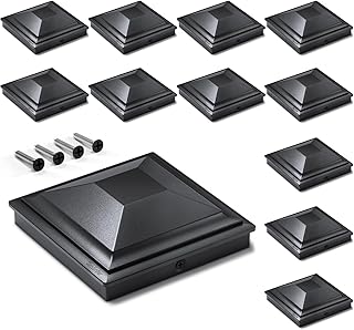 SIEDiNLAR 4x4 Post Caps Black 12 Pack, Fence Post Covers Outdoor Waterproof, Fits 4x4 3.5x3.5 Wood/Vinyl Posts for Deck Fence Mailbox Patio Decor