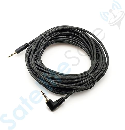 Miniatura 4 de SatelliteSale Auxiliary 3.5mm Right Angle Audio Jack Male to Male Digital Stereo Aux Cable Universal Wire Black Nylon Cord 3 feet