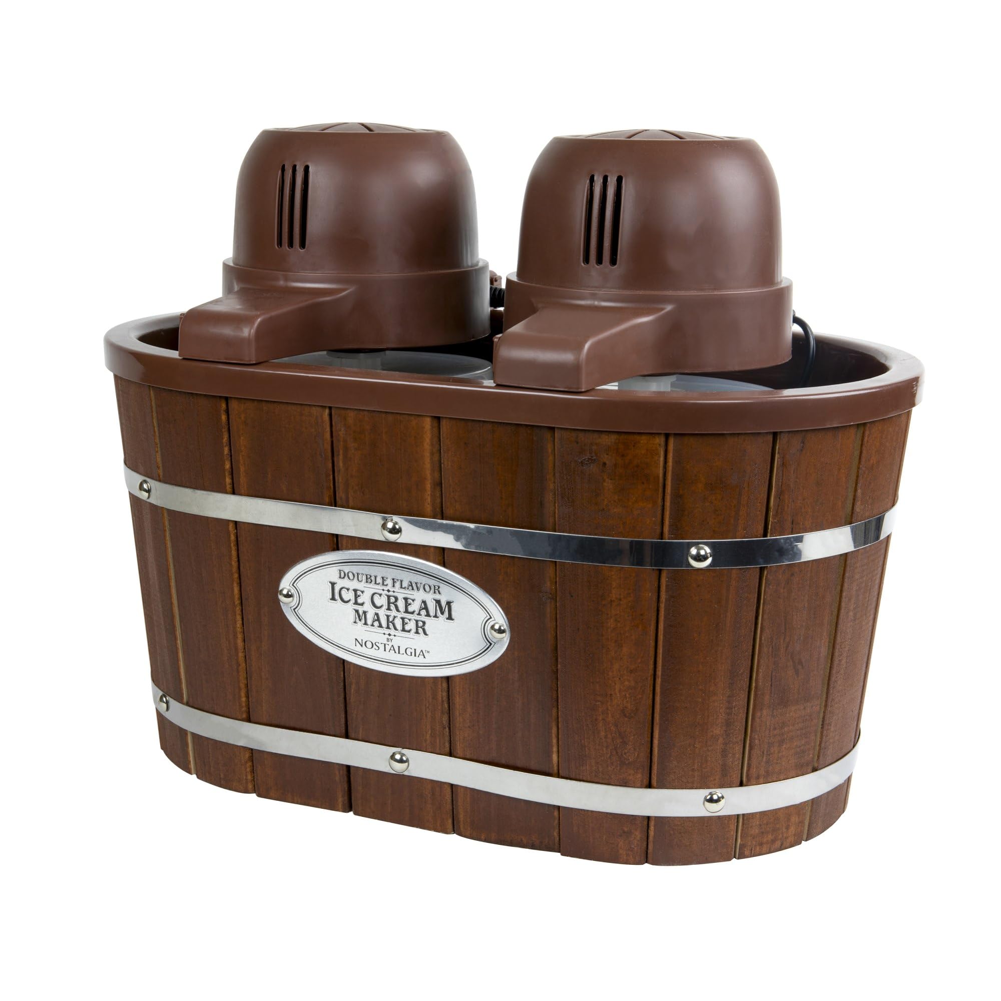 Nostalgia Electric Ice Cream Maker - Old Fashioned Soft Serve Ice Cream Machine Makes Frozen Yogurt or Gelato in Minutes - Fun Kitchen Appliance - Vintage Wooden Style - 4 Quart