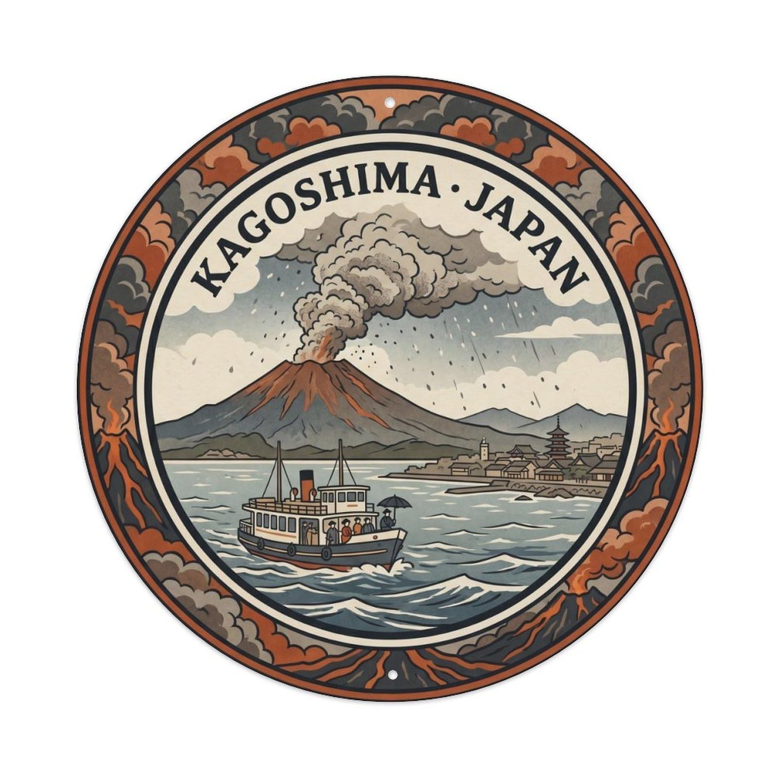 Sakurajima Kagoshima Japan Nature Travel Volcanic Metal Tin Sign