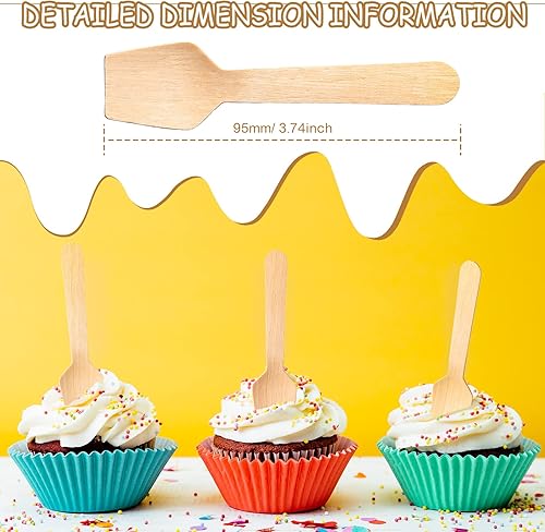 Miniatura 2 de Paquete de 500 mini cucharas de madera de 3.74 pulgadas, cucharas de degustación desechables, mini cucharas de madera para helado, cucharas de