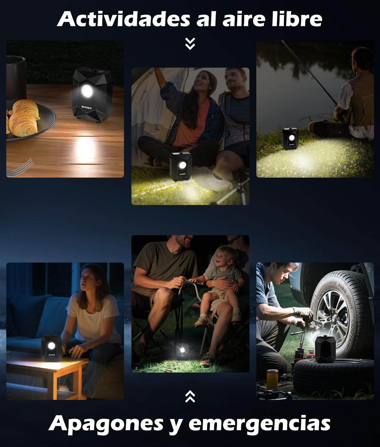 WADEO Ducha de Camping con batería, Bomba e iluminación, 120 Minutos de autonomía, Set de Ducha móvil con Manguera de 2 m y Cubo de Ducha para el jardín, Lavado de Coches, Mascotas, Playa y Viajes