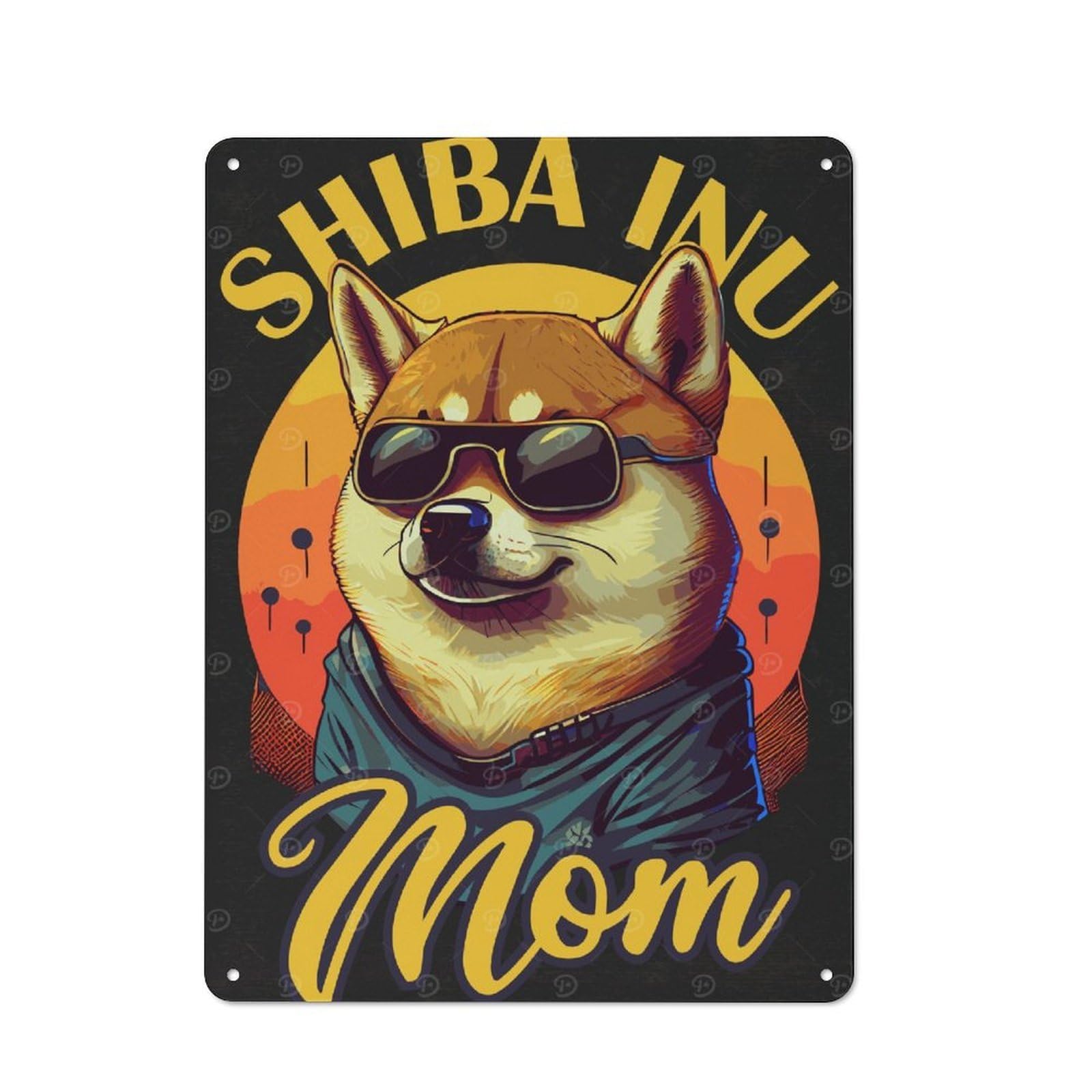 Funny Shiba Inu Dog Mom Metal Wall Art Sign 40x30cm, Retro Vintage Wall Decor for Kitchen, Hallway, Bar Or Small Cafe