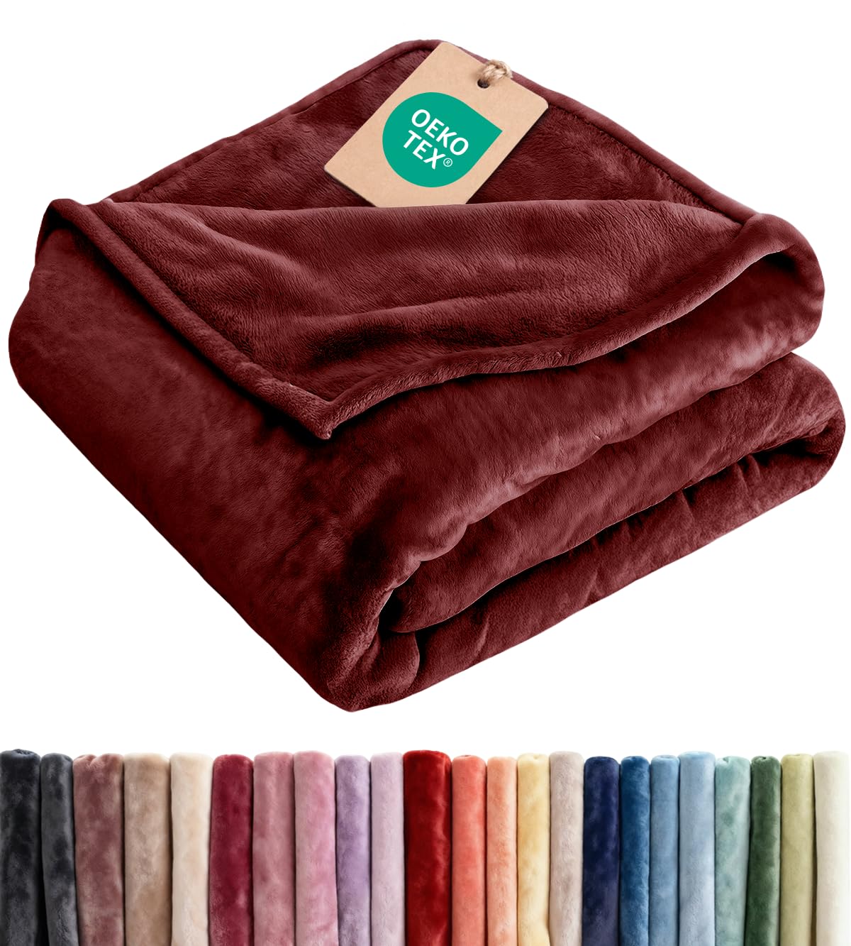 Fleece Blanket Twin- Ultra-Soft Flannel Fleece Blanket - Burgundy