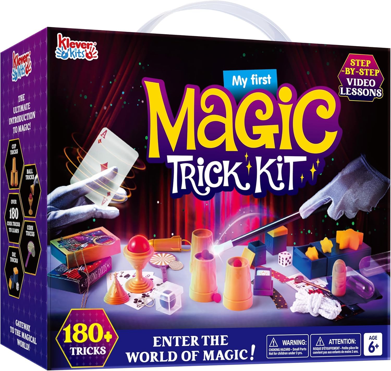 Klever Kits 180+ Gioco di magia - My First Magic Trick Kit- Incredibile Giocattolo da Mago con lezioni Video Passo-​Passo, per Bambini Oltre 6 Anni e Carte di Illusione Facili