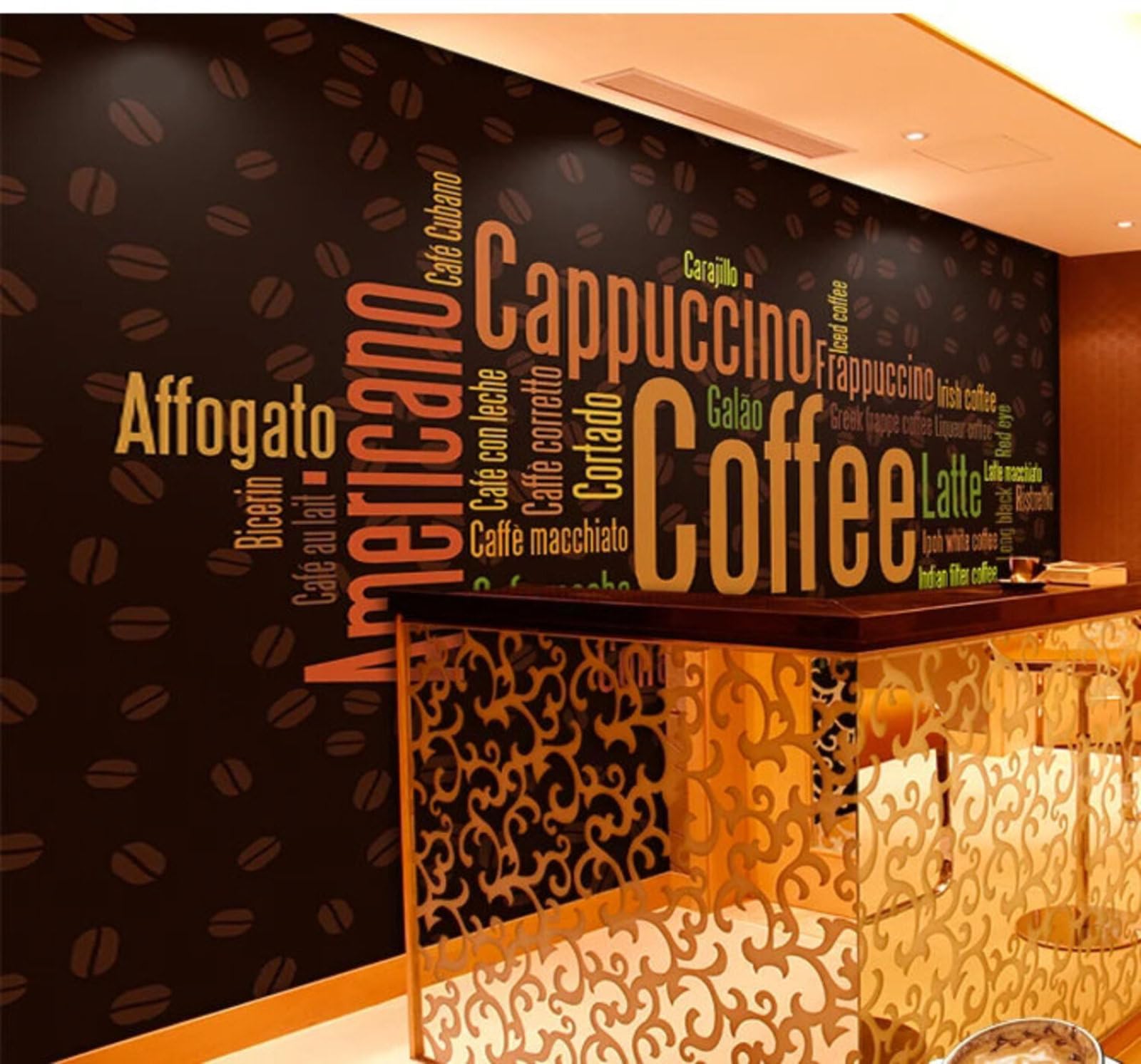 Tzxztt Vintage Blackboard Letters Café Poster Modern 3D Wallpaper Premium Textured Silk Neutral Tones Material Ideal for Living Room Bedroom-250cm×170cm