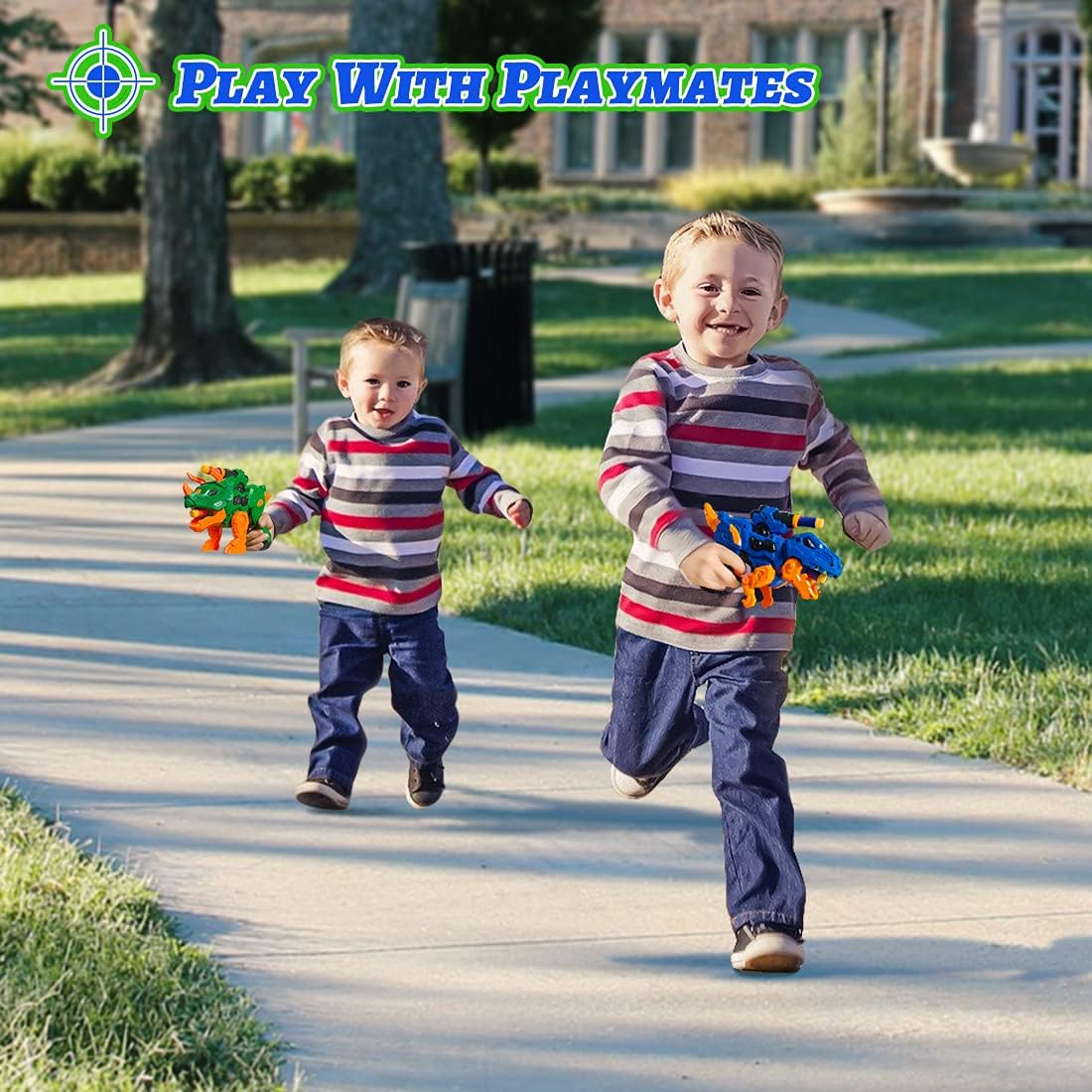 2-Pack Dinosaur Toy Guns Compatible with Nerf, Easter Kids Gifts & Easter Basket Stuffers for Toddler Boys Ages 3 4 5 6 7 8, Dino Toy Guns with Light & Sound, 20 Foam Darts