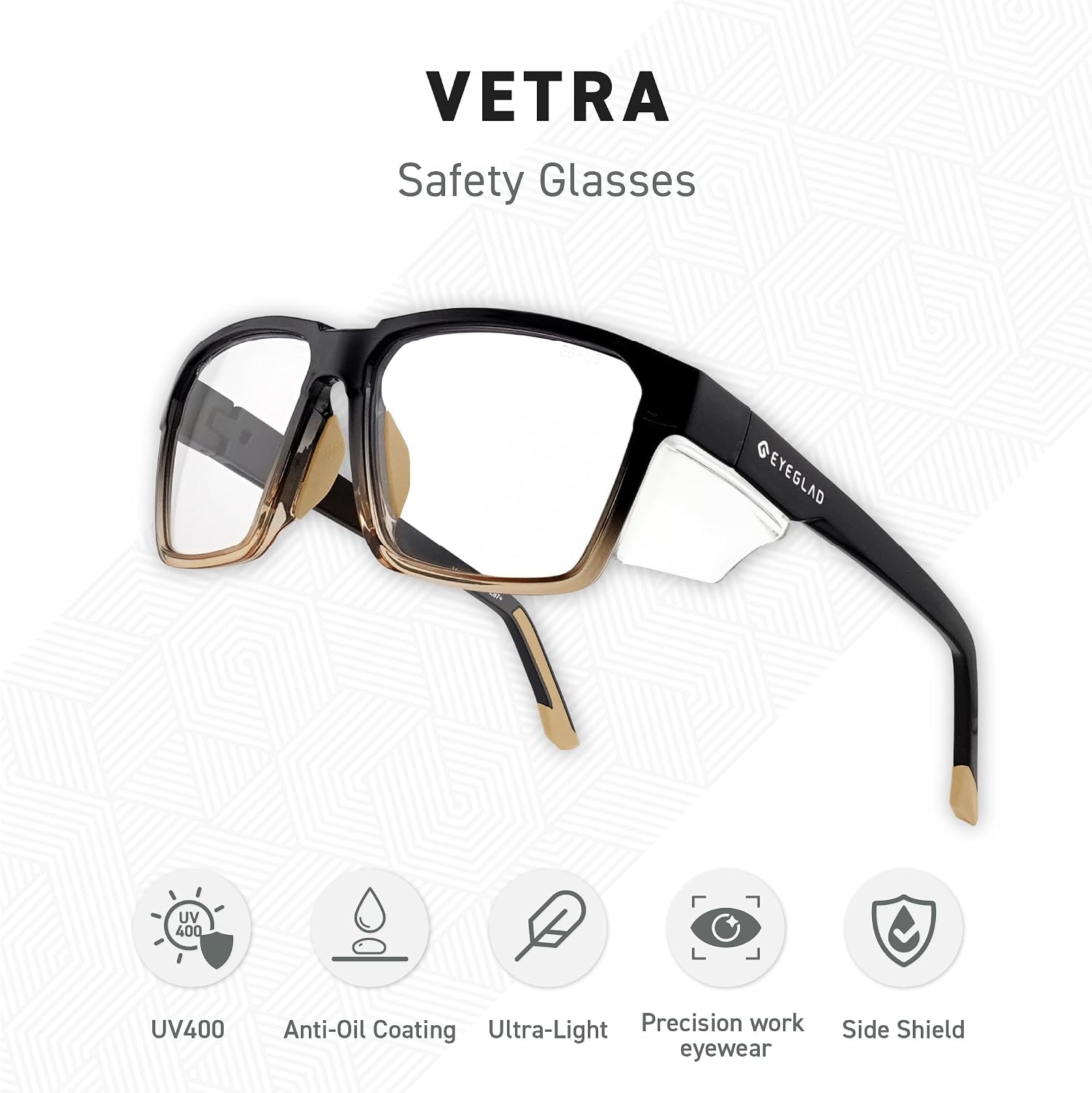 VETRA Z87+ Magnifying Safety Reading Glasses for Work & Everyday Use UV400 Side Shield Anti-Oil Coating