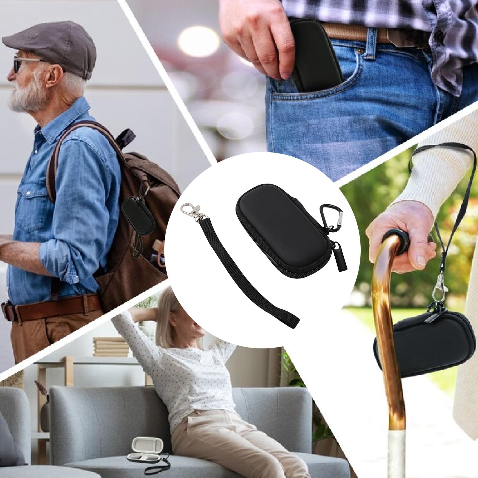 Étui de Transport Rigide pour Kardia Mobile 6L 1L Imperméabilisant PU EVA Sac de Rangement de Voyage Rond avec Sangle adapté aux Appareils Étui adapté pour Kardia MobileHard Carrying