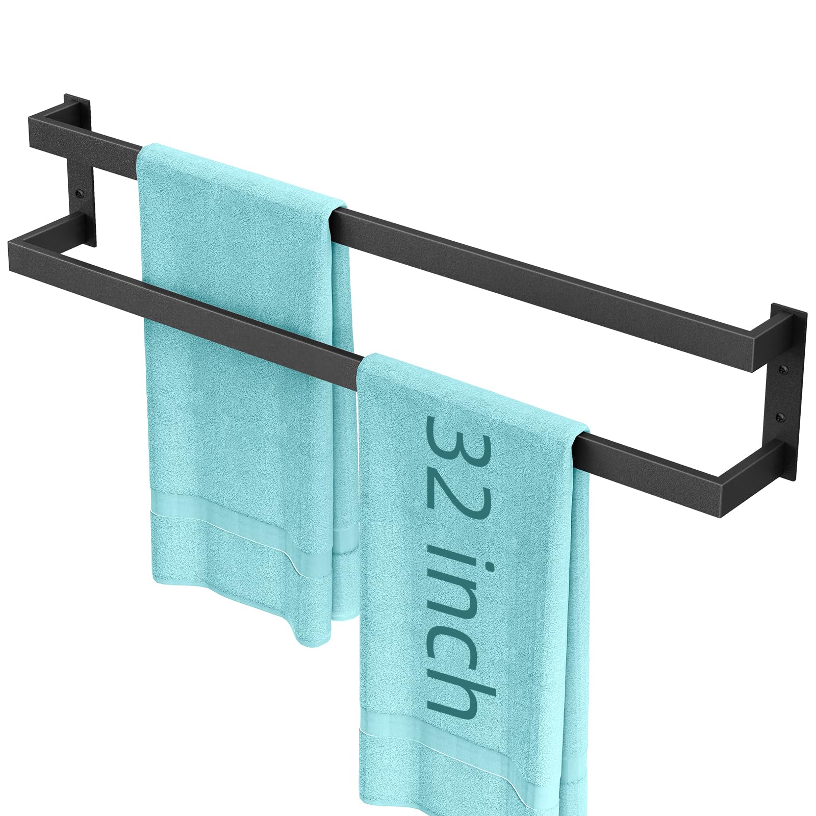 Double Towel Bar, 32Inch Towel Rack for Bathroom,Towel Holder Wall Mounted, Double Towel Rod Towel Rail Hanger for Wall, Kitchen (Matte Black)